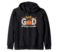 Womens With God All Things Possible Pumpkin Fall Christian Zip Hoodie