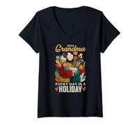Womens with Grandma, Every Day is a Holiday V-Neck T-Shirt