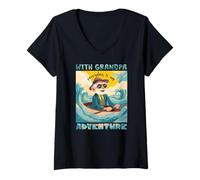 Womens with Grandpa Every Day is an Adventure V-Neck T-Shirt