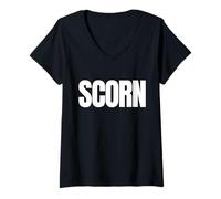 Women's with The Word Scorn in Huge Letters V-Neck T-Shirt