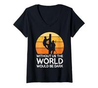 Womens Without Us The World Would Be Dark Power Lineman V-Neck T-Shirt