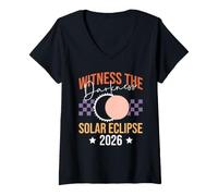 Women's Witness the Darkness Solar Eclipse 2026 V-Neck T-Shirt