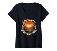 Women's Witty Padel Hobby Player Glasswall V-Neck T-Shirt