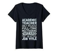 Womens Wizard Job Title Quote - Funny Academic Teacher V-Neck T-Shirt