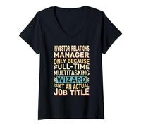 Womens Wizard Job Title Quote - Funny Investor Relations Manager V-Neck T-Shirt