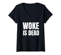 Women's Woke is Dead Funny SP Reference Ironic Humor Brainrot V-Neck T-Shirt