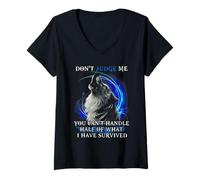 Womens Wolf - Don't Judge Me You Can't Handle Half of What V-Neck T-Shirt