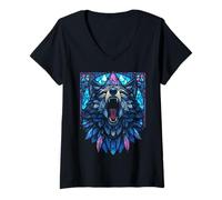 Women's Wolf Graphic Design V-Neck T-Shirt