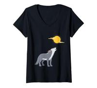 Womens Wolf Growling Funny Unisex Design For Men Women Tee V-Neck T-Shirt