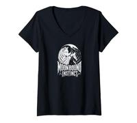 Women's Wolf Light Shadow Loyalty Mythic Forest Graphic Art V-Neck T-Shirt