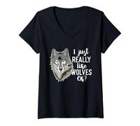 Women's Wolf Lover Funny - I Just Really Like Wolves Ok V-Neck T-Shirt