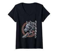 Womens Wolf of Odin ASGARD celtic runes Valhalla Norse Mythology V-Neck T-Shirt
