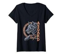 Womens Wolf of Odin ASGARD celtic runes Valhalla Norse Mythology V-Neck T-Shirt