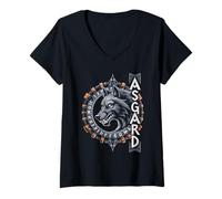 Womens Wolf of Odin ASGARD celtic runes Valhalla Norse Mythology V-Neck T-Shirt