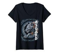 Womens Wolf of Odin ASGARD celtic runes Valhalla Norse Mythology V-Neck T-Shirt
