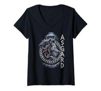 Womens Wolf of Odin ASGARD celtic runes Valhalla Norse Mythology V-Neck T-Shirt