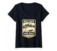 Women's Wolf Pack Run Trail Runners Adventures 2026 Running V-Neck T-Shirt
