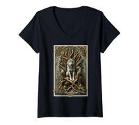 Women's Wolf Pack Wild Hunter Loyalty Alpha Wilderness Primal V-Neck T-Shirt