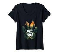 Women's Wolf Paw Print Wild Nature Lover Wildlife Gift V-Neck T-Shirt
