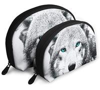 Womens Wolf Series (14) Travel Cosmetic Bags Waterproof 2PC Makeup Clutch Pouch Cosmetic and Toiletries Organizer Bag Portable Travel Toiletry Pouch Girls