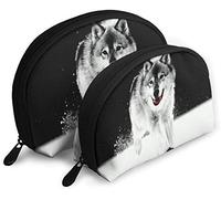 Womens Wolf Series (15) Travel Cosmetic Bags Waterproof 2PC Makeup Clutch Pouch Cosmetic and Toiletries Organizer Bag Portable Travel Toiletry Pouch Girls
