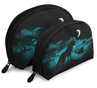 Womens Wolf Series (17) Travel Cosmetic Bags Waterproof 2PC Makeup Clutch Pouch Cosmetic and Toiletries Organizer Bag Portable Travel Toiletry Pouch Girls