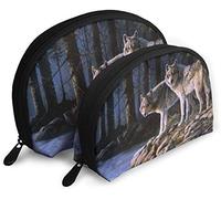 Womens Wolf Series (18) Travel Cosmetic Bags Waterproof 2PC Makeup Clutch Pouch Cosmetic and Toiletries Organizer Bag Portable Travel Toiletry Pouch Girls