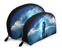 Womens Wolf Series (19) Travel Cosmetic Bags Waterproof 2PC Makeup Clutch Pouch Cosmetic and Toiletries Organizer Bag Portable Travel Toiletry Pouch Girls