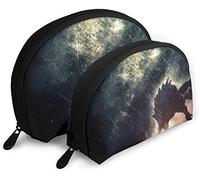 Womens Wolf Series (2) Travel Cosmetic Bags Waterproof 2PC Makeup Clutch Pouch Cosmetic and Toiletries Organizer Bag Portable Travel Toiletry Pouch Girls