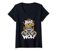 Women's Wolf Spirit Big and Bad Wolf Wolf Pack Funny Wolves V-Neck T-Shirt