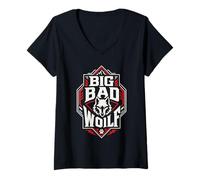 Women's Wolf Spirit Big and Bad Wolf Wolf Pack Funny Wolves V-Neck T-Shirt