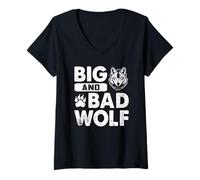 Womens Wolf Spirit BIG AND BAD WOLF Wolf Pack Funny Wolves V-Neck T-Shirt