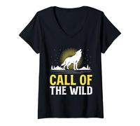 Womens Wolf Spirit CALL OF THE WILD Funny Wolves V-Neck T-Shirt