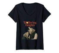 Womens Wolfering Heights Gothic Wolf Moonlit Parody V-Neck T-Shirt