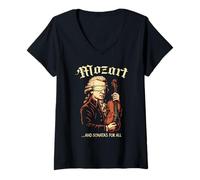 Womens Wolfgang Amadeus Mozart Album Logo, Classical Music Composer V-Neck T-Shirt