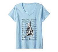 Womens Wolfgang Amadeus Mozart Funny Composer Sheet Music Musician V-Neck T-Shirt