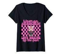 Womens Woman Archeologist Love Digging Up The Past Archaeology V-Neck T-Shirt