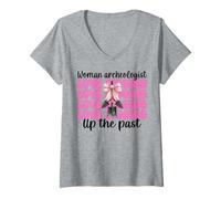 Womens Woman Archeologist Love Digging Up The Past Archaeology V-Neck T-Shirt