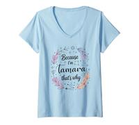 Womens Woman Because I'm A Tamara That's Why Name V-Neck T-Shirt