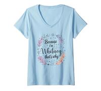 Womens Woman Because I'm A Whitney That's Why Name V-Neck T-Shirt