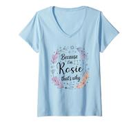 Womens Woman Because I'm Rosie That's Why Name V-Neck T-Shirt
