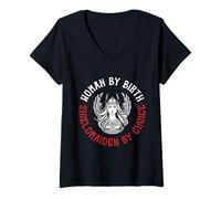 Womens Woman by Birth Shieldmaiden by Choice Viking Design V-Neck T-Shirt