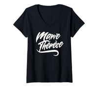 Womens Woman Girls Funny Humour Gift Idea First Name Marie Thérèse V-Neck T-Shirt