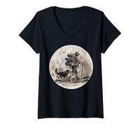 Womens Woman Hiker and Dog Best Friend Nature Mountain Trail Hiking V-Neck T-Shirt