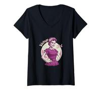 Womens Woman im Vintage Look V-Neck T-Shirt