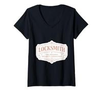 Women's Woman Locksmith The Original Security Consultant Female Joke V-Neck T-Shirt