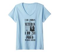 Womens Woman Veteran DD-214 I Walked The Walk Proud To Have Served V-Neck T-Shirt