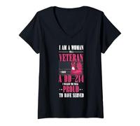 Womens Woman Veteran DD-214 I Walked The Walk Proud To Have Served V-Neck T-Shirt