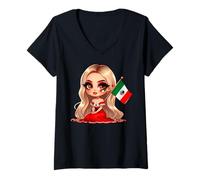 Womens Woman's Mexicans Girl Patriotic Mexican Roots Badass Latina V-Neck T-Shirt
