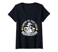 Womens Women Camino de Santiago T-Shirt Pilgrim Buen Camino Hiker V-Neck T-Shirt
